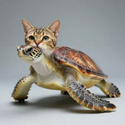 a feline sea turtle - cat - hybrid. animal photography,