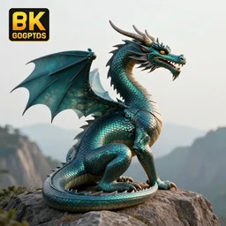 A dragon sitting on a mountain, 4K photograph, natural lighting