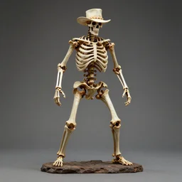 sculpture of indiana jones made of bones