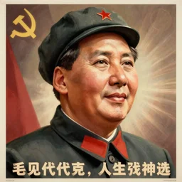 communist clown portrait, soviet propaganda style, poster, mao