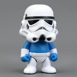 stormtrooper Smurf vinyl toy, hyper realistic macro photo