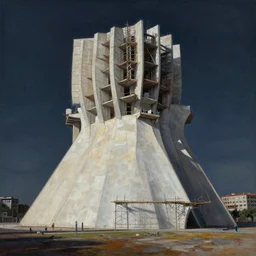 a beautiful hyperdetailed painting of monument unfinished building by alvaro leite siza vieira, apocalyptic nightvision, archdaily, wallpaper, highly detailed, trending on artstation.