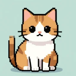 Pixel art of a calico cat