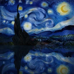 anime stunning beautiful starry night reflection realistic anime style