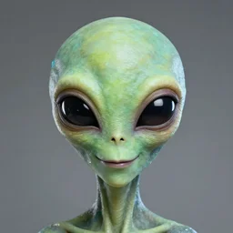 portrait of an alien face, studio light, artistic approach, friendly