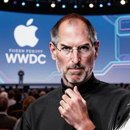 sketch of Steve Jobs in WWDC 1942 Futuristic Apple Day