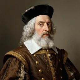 portrait of a portuguese emperor, 1 8 0 0 s style, colored, white beard