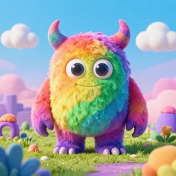 a psychedelic rainbow monster 3 d landscape