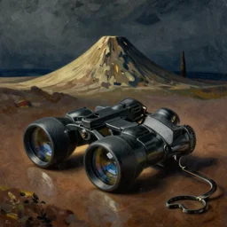 night vision goggles detailed painting by rene magritte