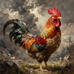 concept art painting of a rooster dragon, by james gurney and greg rutkowski