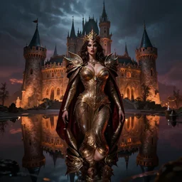 castle war, chrome, reflect, fantasy atmospheric lighting, painted, voluptuous, menacing, intricate, volumetric lighting, beautiful, rich deep colours masterpiece, sharp focus, ultra detailed