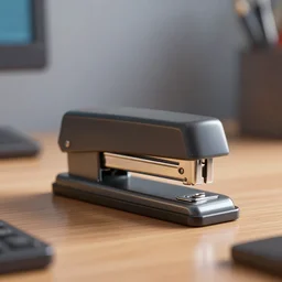 anthropomorphic stapler in a desk, naturel, hyper detailed, digital art, trending in artstation, cinematic lighting, studio quality, smooth render, unreal engine 5 rendered, octane rendered, art style by klimt and nixeu and ian sprigger and wlop and krenz cushart.