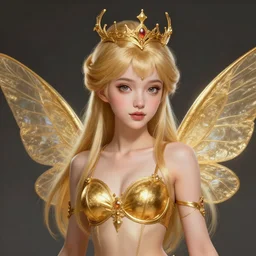 cute fairy princess portrait, gold bra, gold wings, highly detailed, d & d, fantasy, highly detailed, digital painting, trending on artstation, concept art, sharp focus, illustration, art by artgerm and greg rutkowski and fuji choko and viktoria gavrilenko and hoang lap