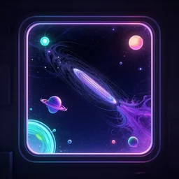 a window to space in a synthwave style, digital art