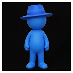 ! blue stickman with hat black background 8 k n - 9