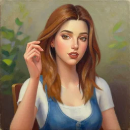 lauren playing the sims 4, oil on canvas, intricate, portrait, 8 k highly professionally detailed, hdr, cgsociety