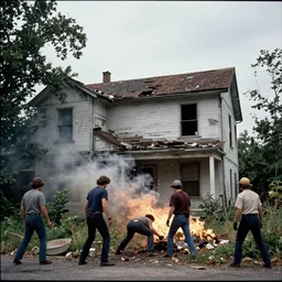 1 9 7 0 s photography, carnage by marvel outside old abandoned house