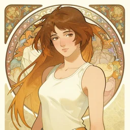 mei from overwatch wearing a tanktop, simple outfit, shy expression, intricate illustration by krenz cushart, alphonse mucha, artgerm, trending on artstation