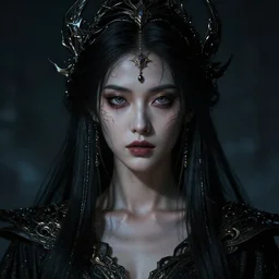portrait of a female sorceress, intricate detail, dramatic lighting cinematic, dark concept art by guweiz