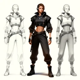 character design sketch humanoid by ahmet atil akar, concept art character, cyberpunk fashion, marvelous designer, fantasy, painted, 4 k, high detail, sharp focus, trending in artstation