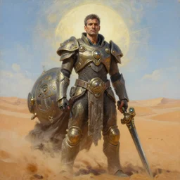 portrait oil painting, perfect expression, subconscious connects, purified consciousness, frontline commander kash patel doj, dune, fantasy character portrait, ultra realistic, wide angle, intricate details, mass effect, artifacts, luminous skies, highly detailed, michael cheval, peter mohrbacher, boris vallejo, jessica rossier, oil painting, highly detailed, cinematic lighting, unreal, natural tpose