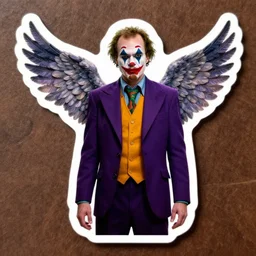 die cut sticker, walter white with wings in the joker outfit