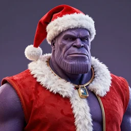 Thanos is Santa Claus wearing a Santa hat, hyperdetailed, artstation, cgsociety, 8k