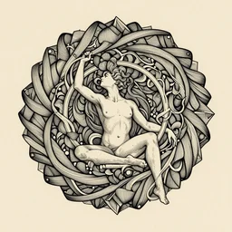 a dream within a dream, black linework on beige paper, illustration, intricate, highly detailed, art by Joe Fenton