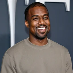 kanye west looking happy