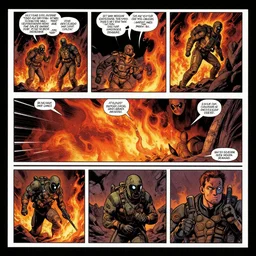 no border 3 panel graphic novel layout the fiery cryogenic tears of hyperspace loneliness small unit tactics behind enemy lines photorealistic graphic novel layout by michael komarck, greg rutkowski, victo ngai, artgerm, willem claesz heda and j. dickenson roger deakins