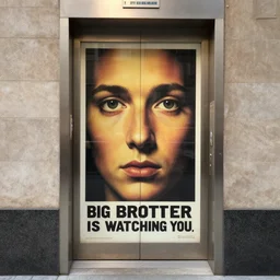 On each landing, opposite the lift-shaft, the poster with the enormous face gazed from the wall. It was one of those pictures which are so contrived that the eyes follow you about when you move. BIG BROTHER IS WATCHING YOU, the caption beneath it ran. In the style of Edward Hopper
