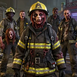 highly detailed portrait female rotting zombie firefighter in gta v, horrible rotting flesh, stephen bliss, unreal engine, fantasy art by greg rutkowski, loish, rhads, ferdinand knab, makoto shinkai and lois van baarle, ilya kuvshinov, rossdraws, tom bagshaw, global illumination, detailed and intricate environment