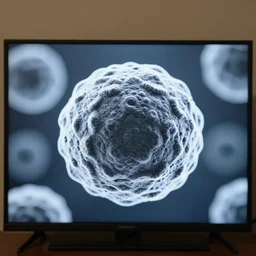 a close up of a television screen with a blurry background, a microscopic photo by mark tobey, polycount, video art, white background, uhd image, film grain