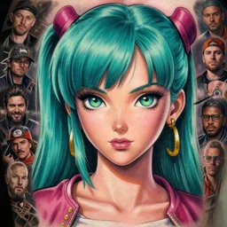 highly detailed portrait of bulma, photographic realistic background, by nikkohurtado, by stevebutchertattoos, by den _ yakovlev, by niki 2 3 gtr, by sivak _, by tonysantos _ tattoo, by greg rutkowski, by greg tocchini, by james gilleard, by joe fenton, by kaethe butcher, trending on instagram, award winning details