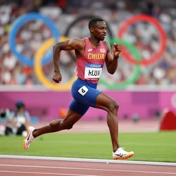 dream highly detailed full body portrait of a black man sprinting on the olympics, completely engaged, magnificent, photographic realistic background, by atey ghailan, by greg rutkowski, by greg tocchini, by james gilleard, by joe fenton, by kaethe butcher, trending on instagram, award winning details
