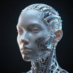 highly technical rayshade hdr into infinity, mans face axonometricy mechanical fantasy intricate elegant, in void of latent space, volumetric lighting 3 d modelling