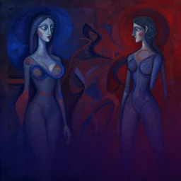 the brittle. digital painting, vertical, intricate, beautiful, detailed, grunge, illustration, abstract art by georgia o'keeffe and el lissitzky and kuvshinov and kandinsky, trending on artstation. blue, dark red and dark purple color scheme, gradient darker to bottom