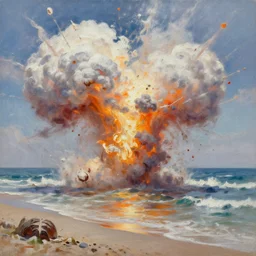 cotton exploding crimea beach hi detailed oil painting