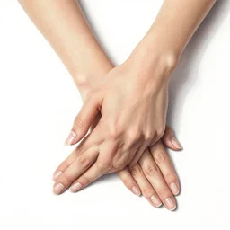 extremely detailed and anatomically accurate photograph of a woman's hands, folded. designed to teach art students how to draw human hands correctly