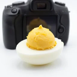 dslr food photograph of a deviled eggs, 8 5 mm f 1. 8