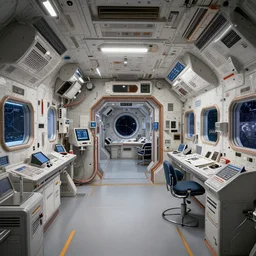 concept art for the interior of a space station by kim jung gi