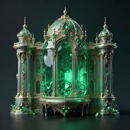 emerald gem gemstone palace, moody:: Simon Stålenhag and beeple and James Gilleard and Justin Gerard :: ornate, dynamic, particulate, intricate, elegant, highly detailed, centered, artstation, smooth, sharp focus, octane render, 3d