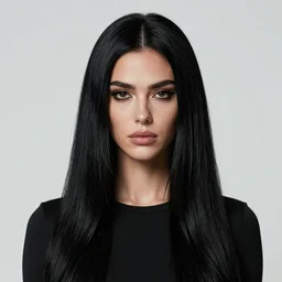 portrait of evil a tall 4 0 - year - old woman with thin lips, heavy - lidded eyes, a strong jaw and long, thick shining black hair, thick eyebrows and long eyelashes, wearing in black clothes, hyper realistic face, beautiful eyes, character art, art by mark brooks, hyperdetailed, cryengine, trending on artstation, digital art