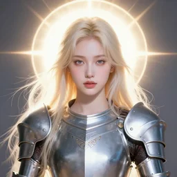 beautiful purity goddess portrait by sylvain sarrailh, billy king, hirokazu yokohara, plate armor, artstation, radiant halo of light, photorealism