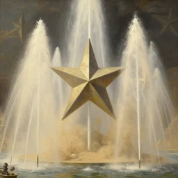 colonial themepark showing the stars with large fountains of water, sand dust, stoic, light dust, magnificent, hyperdetailed, theatrical, close up, masterpiece, painted by jean honore fragonard and greg rutkowski