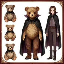 Character concept reference sheet, teddy bear vampire