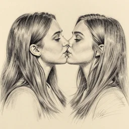 maisie williams kissing sophie turner pencil sketch,