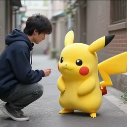 CCTV footage of a real life pikachu buying drugs from a random dude in a hoodie in an alley, photorealistic