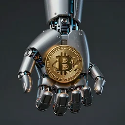 mechanical cybernetic hand holds a bitcoin. centered. horror cyberpunk dystopia style. highly detailed 8 k. intricate. nikon d 8 5 0 3 0 0 mm. award winning photography.