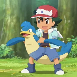ash ketchum catching buizel, realistic